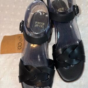 Frye Black Braided Leather Ankle-Strap Sandal’s New With Tags 7.5